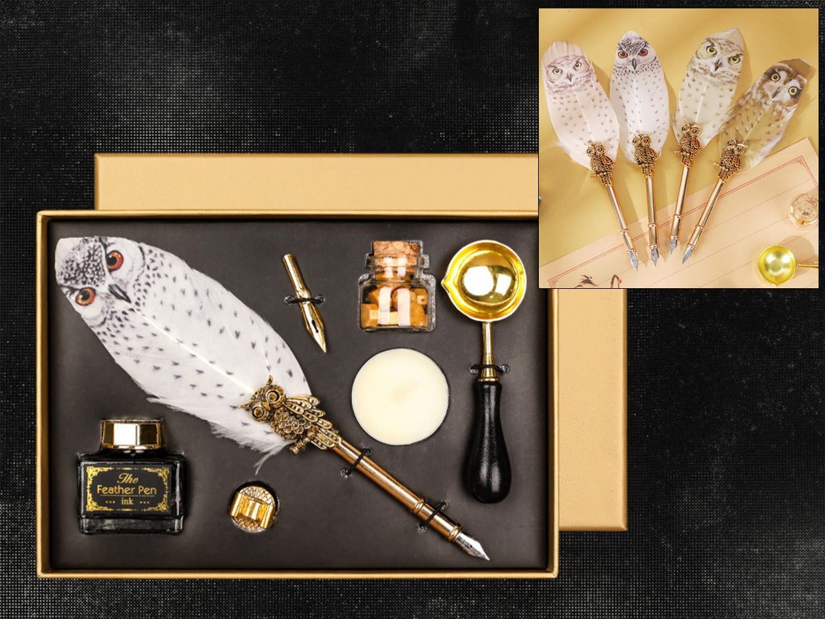 Writing set - Fountain pen with nib, ink, and seal set, customizable with engraving
