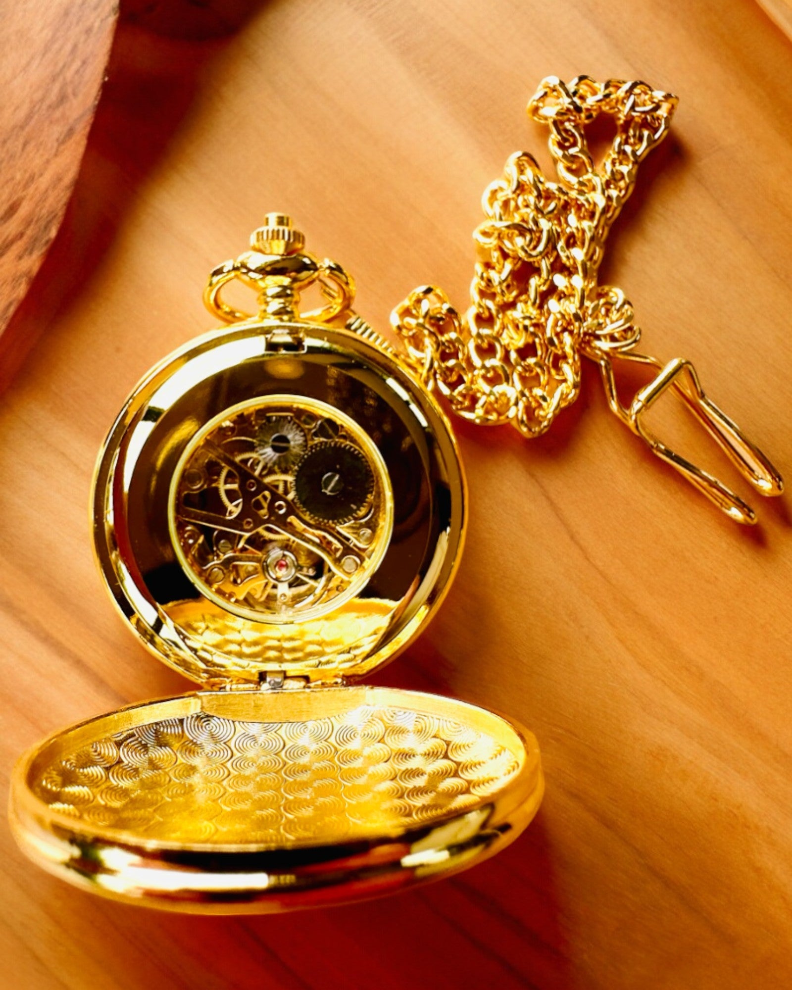 Годинник Кишеньковий Grand Elegance з Подвійною Кришкою, Механічний, Золотий Колір, з гравіюванням на подарунок