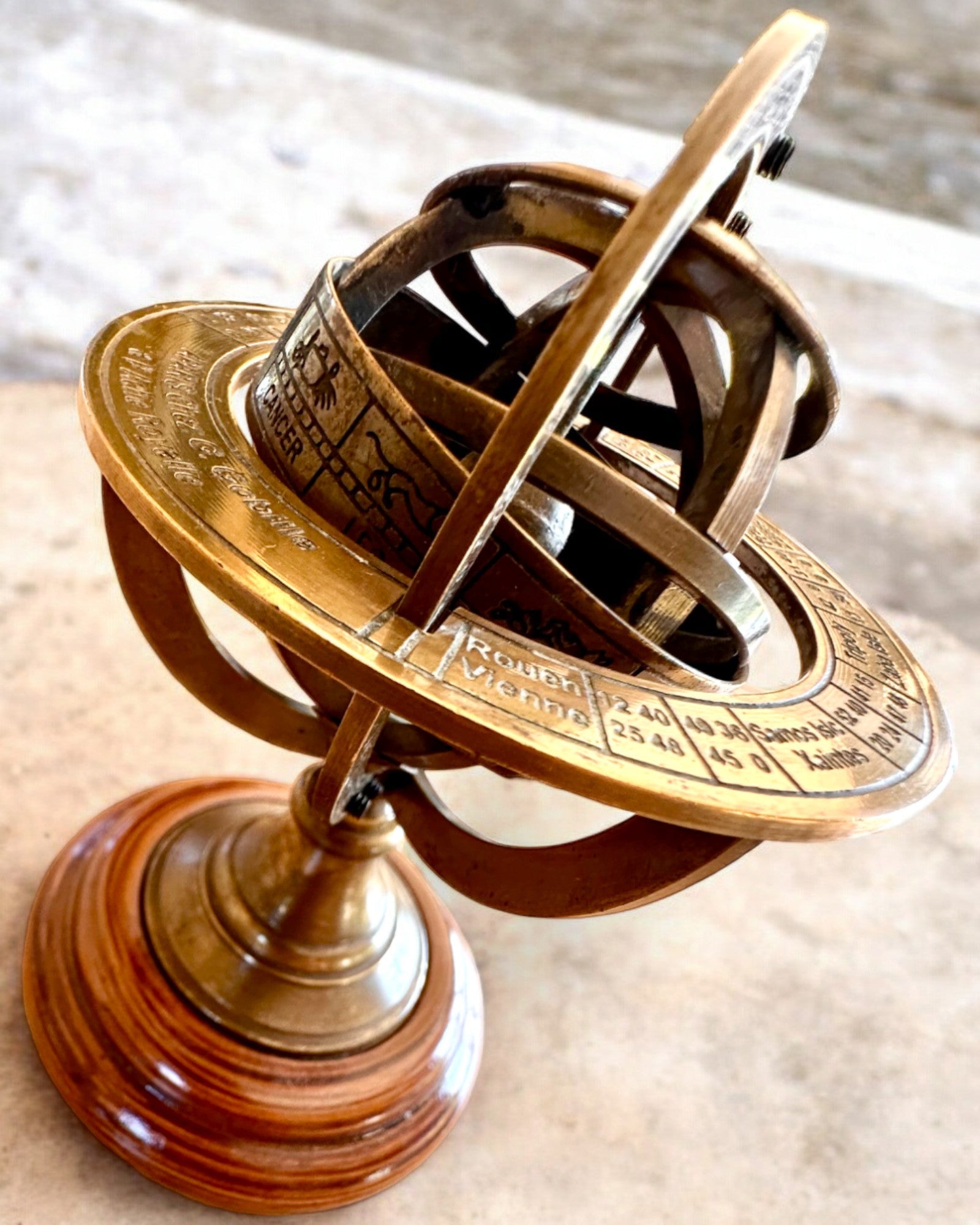 Brass Armillary "AstroGlobe" 13 cm in height, Handcrafted with Engraving Option, office decoration