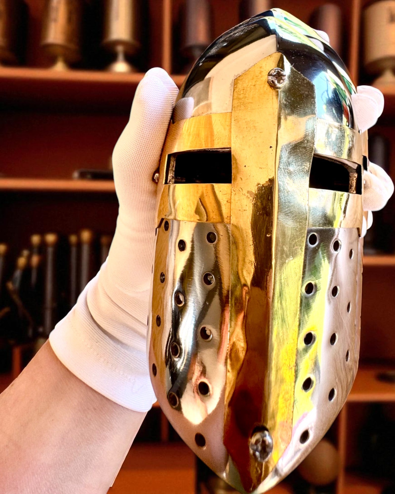 Міні Шолом Лицарський „Guardian” з латуні – ручної роботи, 12 см, можливість персоналізації гравіюванням на подарунок