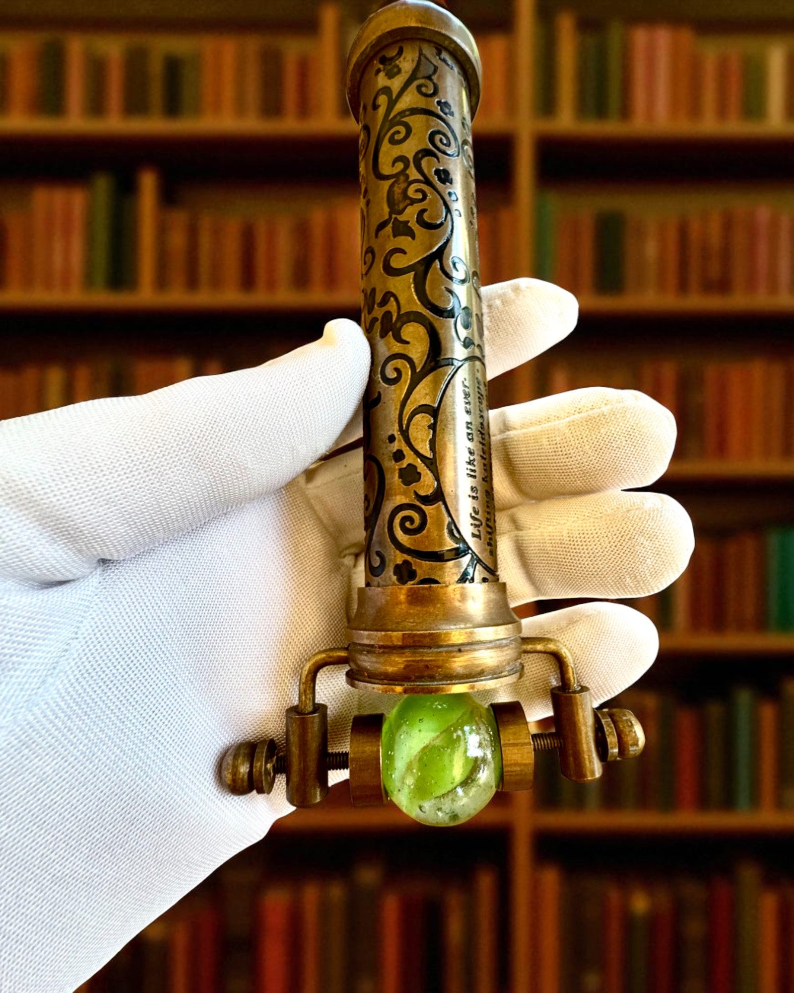 Kalejdoskop Vintage „Emerald Dreams”, 15 cm – ręcznie wykonany, możliwość personalizacji grawerem na prezent