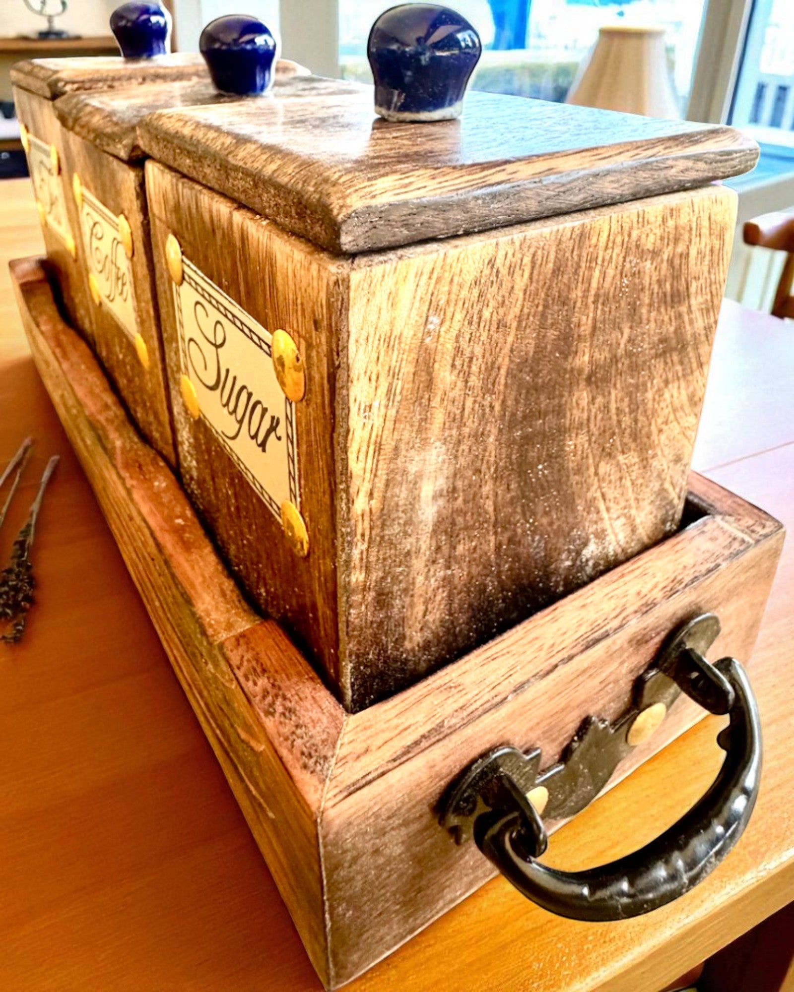 Набір Royal Trio – Чай, Кава, Цукор з дерева Шишам, ручної роботи, з опцією гравіювання на подарунок