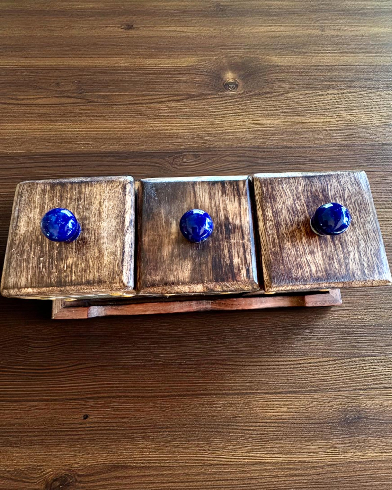 Набір Royal Trio – Чай, Кава, Цукор з дерева Шишам, ручної роботи, з опцією гравіювання на подарунок