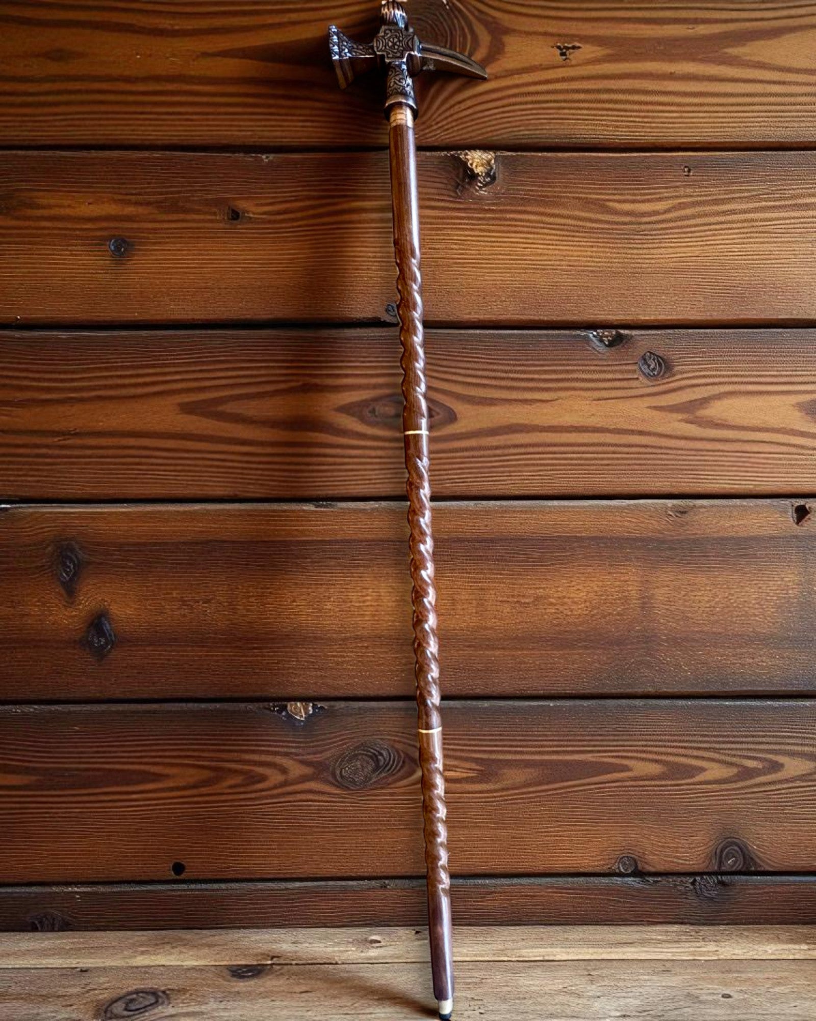 Baston de plimbare - WIKING cu cap în formă de ciocan de luptă, posibilitate de personalizare cu gravură pentru cadou