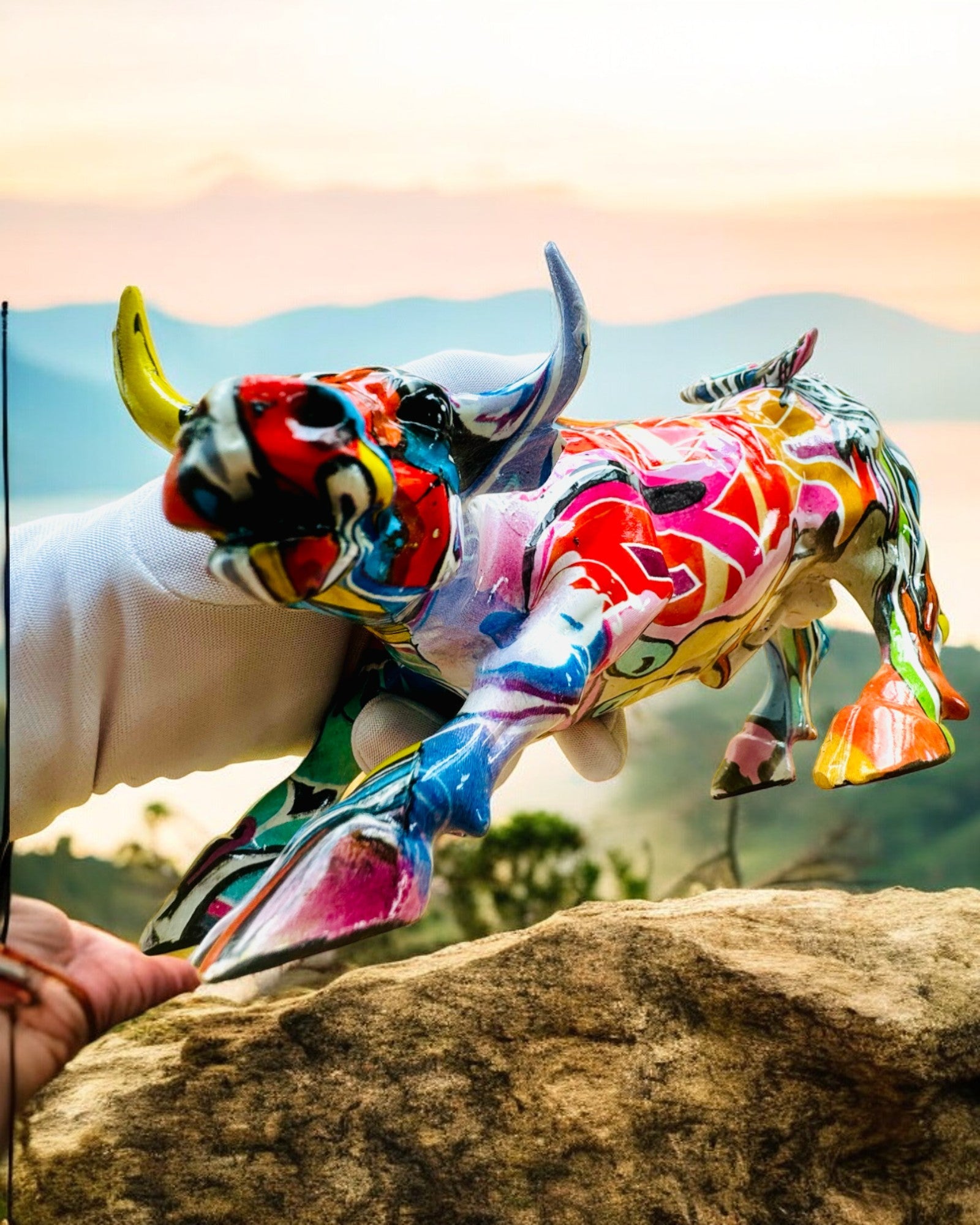 Decorative Bull Sculpture "BullArt" – Unique Art with Engraving Option - 4 Color Variants, for Personalized Gift
