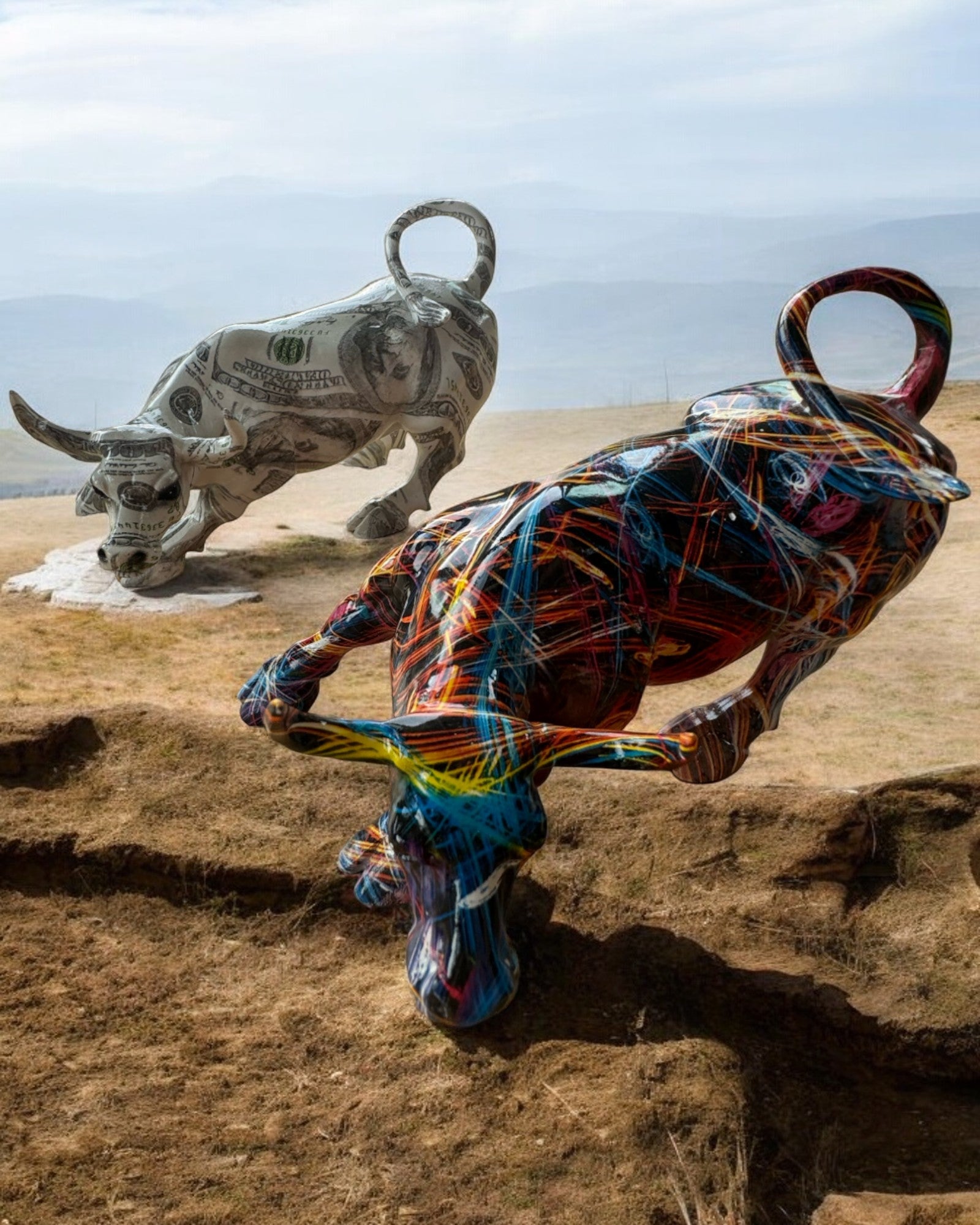 Decorative Bull Sculpture "BullArt" – Unique Art with Engraving Option - 4 Color Variants, for Personalized Gift