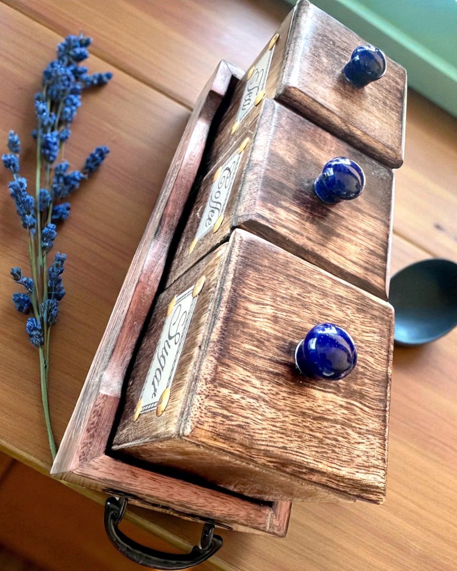 Набір Royal Trio – Чай, Кава, Цукор з дерева Шишам, ручної роботи, з опцією гравіювання на подарунок