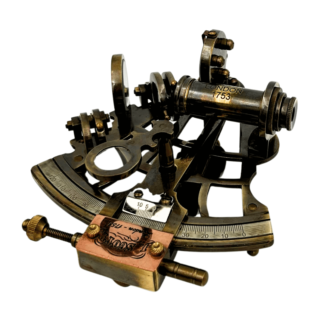 Sekstant Mosiężny Retro w Skórzanym Etui - Elegancki Instrument Nawigacyjny z Możliwością Grawerunku - Idealny Prezent dla Miłośników Żeglarstwa i Historii - Wymiary 13x12x7 cm