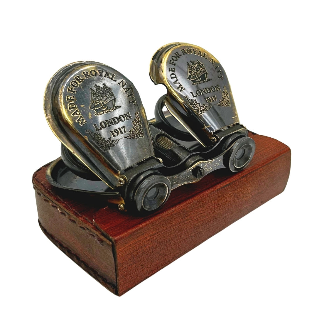 Mosiężna Lornetka Retro w Skórzanym Etui z Możliwością Graweru