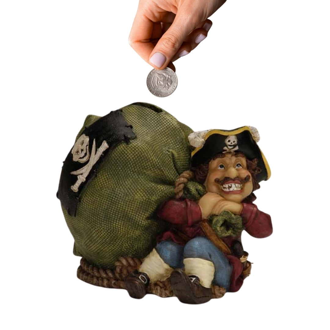 Decorative Pirate Treasure Piggy Bank 14 cm with customizable engraving