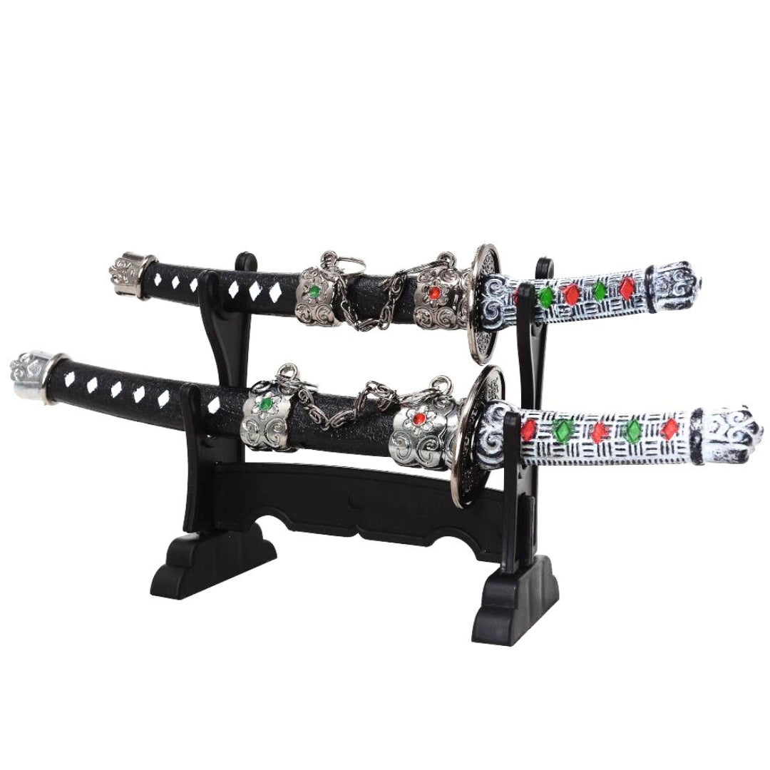 Zestaw Noży do Listów z Grawerem – Otwieracze do Listów w Kształcie Mieczy Samurajskich Katana SW-201 – Personalizowany Prezent na Biurko, Wykonane z Metalu i Tworzywa, Długość Ostrzy 9,5 cm i 12 cm, Elegancka Dekoracja do Gabinetu lub Domowego Biura