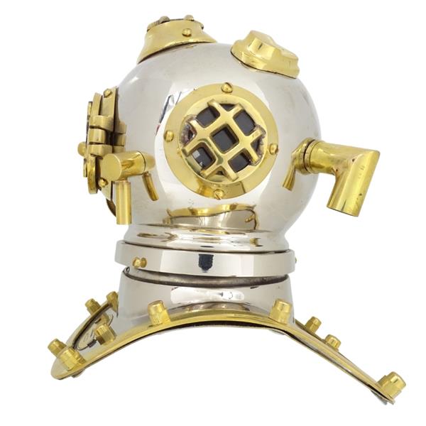 Cască de scafandru din alamă US Navy Mark IV, cu posibilitate de personalizare prin gravură - cadou ideal pentru orice ocazie, înălțime 20 cm, replică marinărească DIVER - DH93