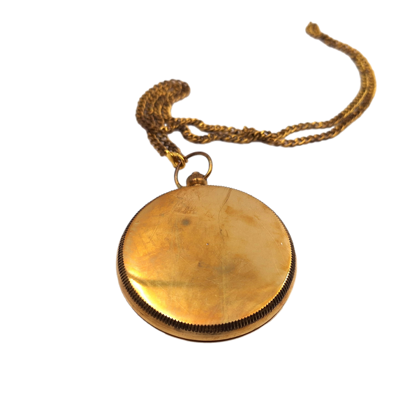 Brass compass on a chain in a leather case with customizable engraving