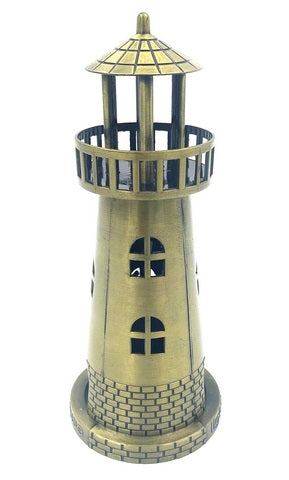 Latarnia Morska Świecznik na Tealight 18,5 cm w Antycznym Złocie z Opcją Grawerunku