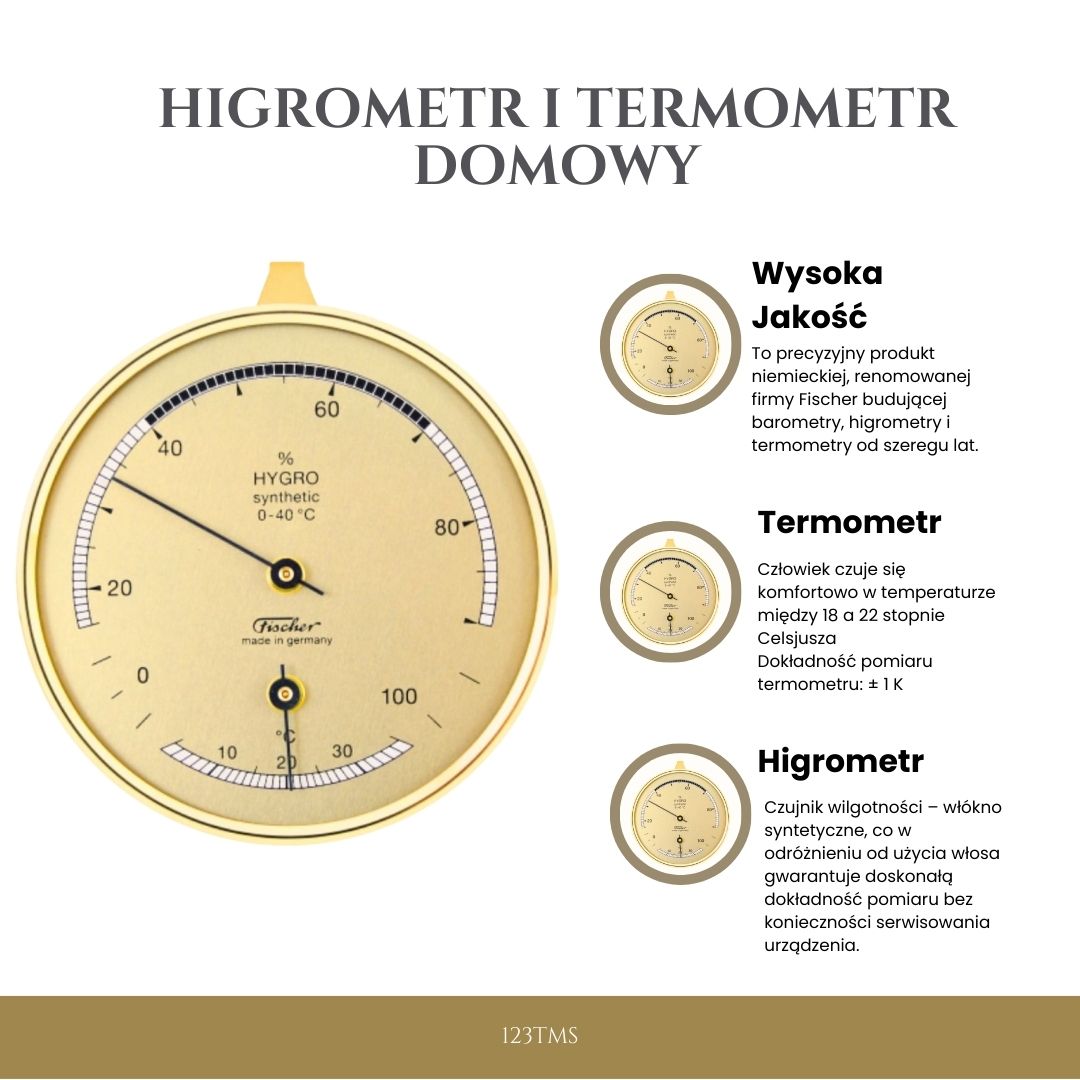 Higrometru și termometru de casă Fischer 123TMS, cu posibilitate de personalizare prin gravură