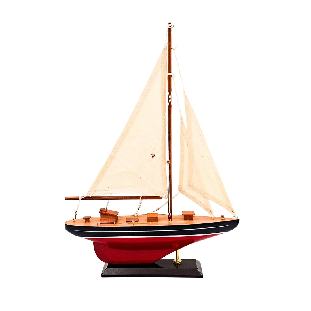 Elegancki Drewniany Model Jachtu Żaglowego 30 cm z Personalizacją Grawerem