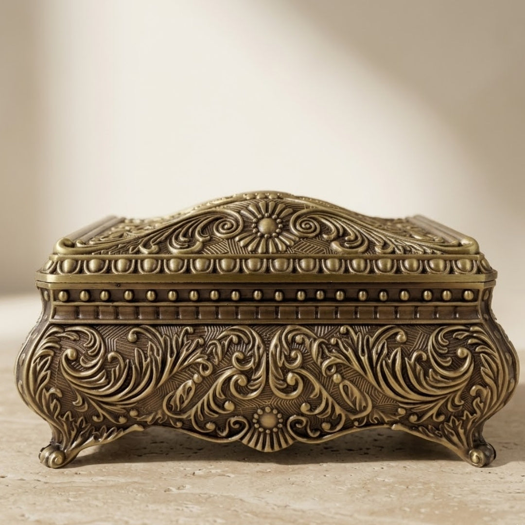 Gold Metal Jewelry Box 21-20L with Personalized Engraving Option