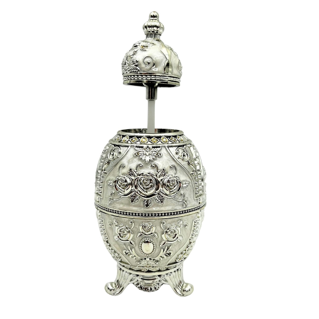 Jajo Fabergé Srebrne Otwierane z Możliwością Graweru