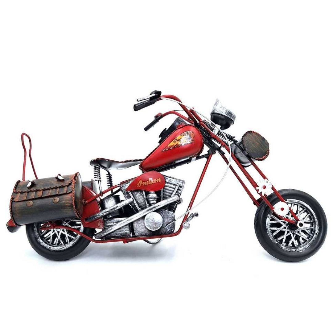 Duży Metalowy Model Klasyczny Motocykl Chopper w Kolorze Czerwonym z Możliwością Personalizacji Grawerem