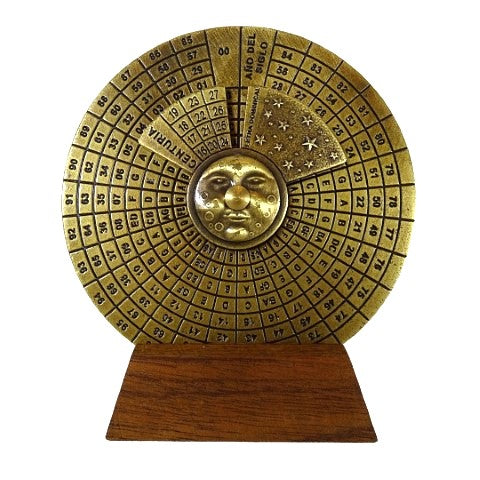 Calendar perpetuu renascentist cu gravură - cadou personalizat pentru anii 1600-2799, decor elegant pentru birou, diametru 9 cm, stil renascentist