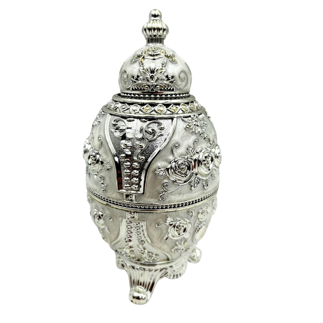 Jajo Fabergé Srebrne Otwierane z Możliwością Graweru