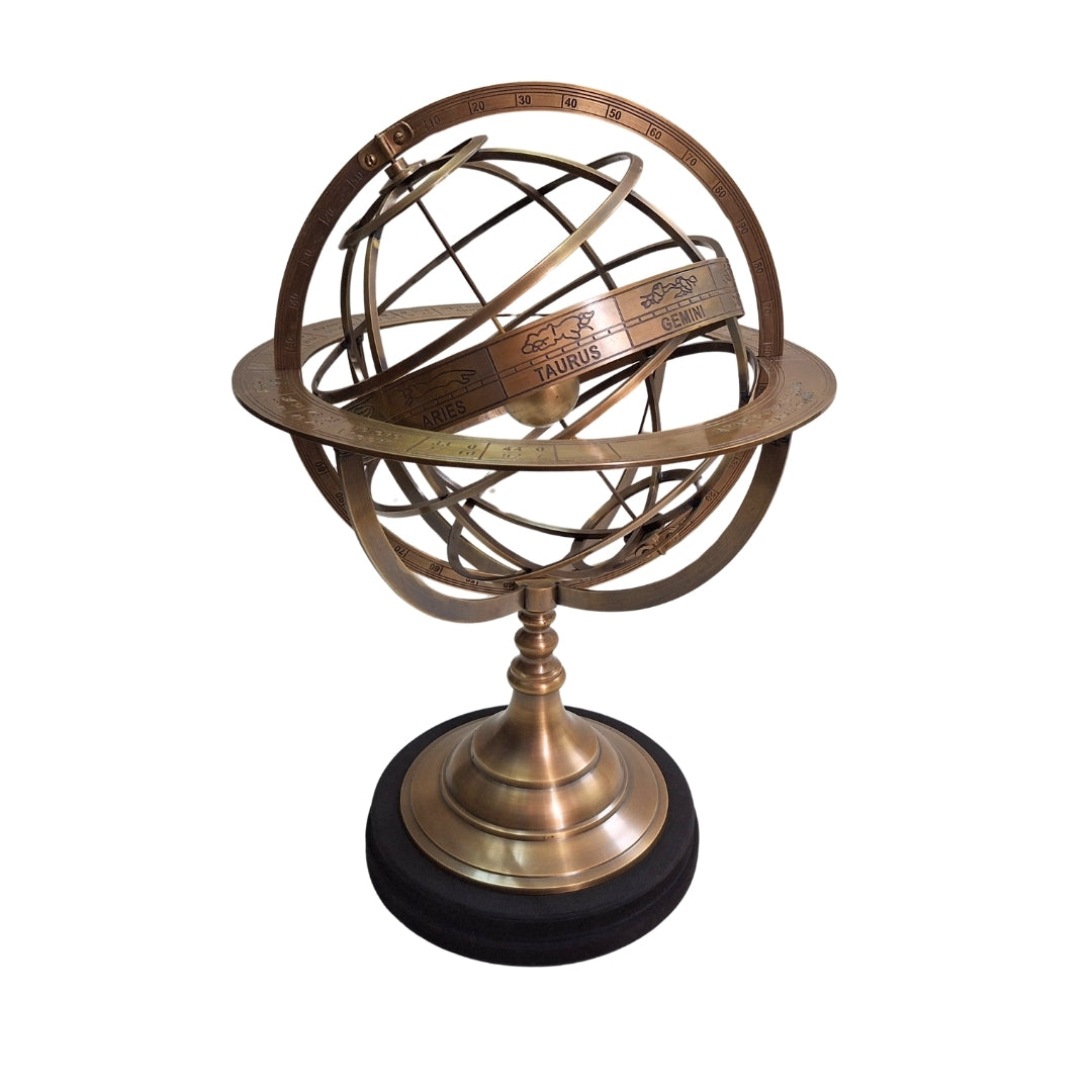 Astrolabium Mosiężne z Grawerem – Elegancka Dekoracja Gabinetu o Wysokości 52 cm