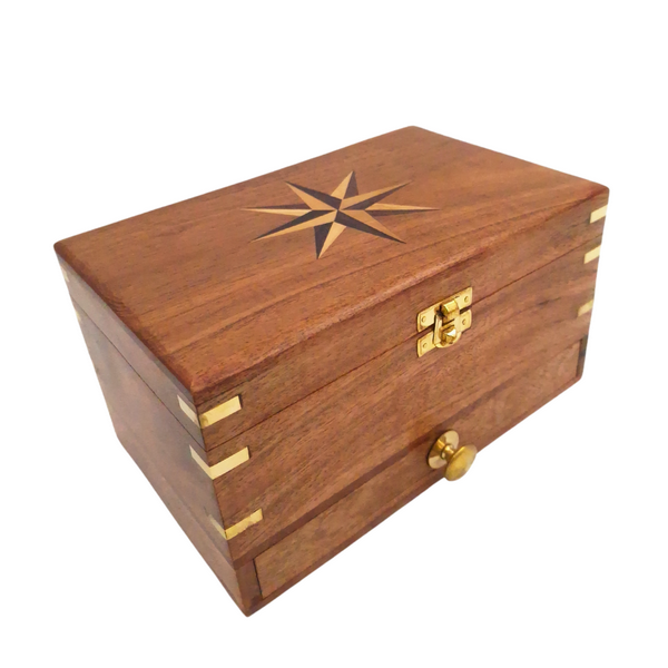Elegant Wooden Jewelry Box with Mirror and Personalized Engraving