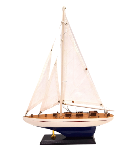 Drewniany Model Jachtu Wysokość 42 cm z Możliwością Personalizacji Grawerem