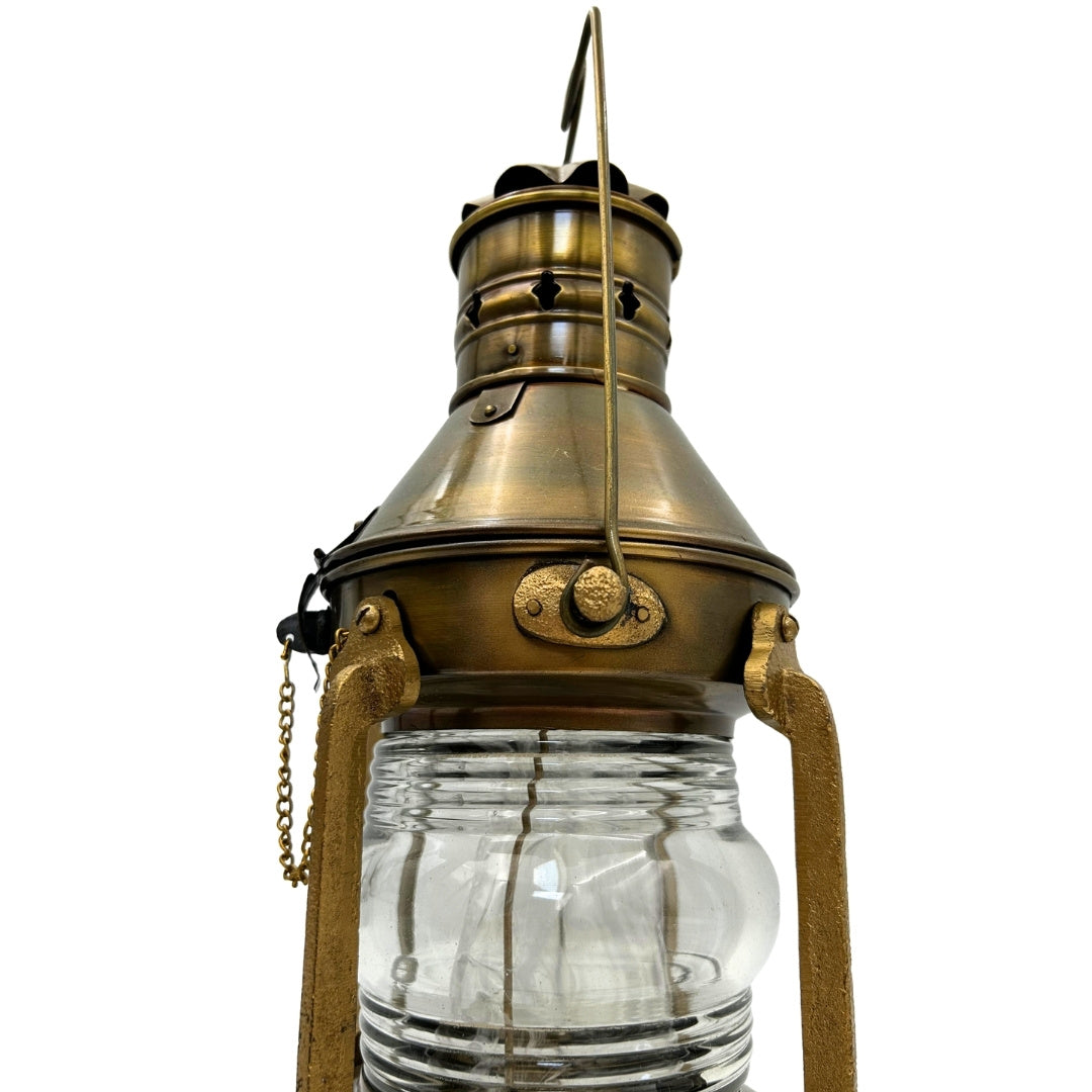 Lampa Żeglarska Metalowa Retro 34cm z Możliwością Personalizacji Grawerem w Kolorze Postarzanego Mosiądzu