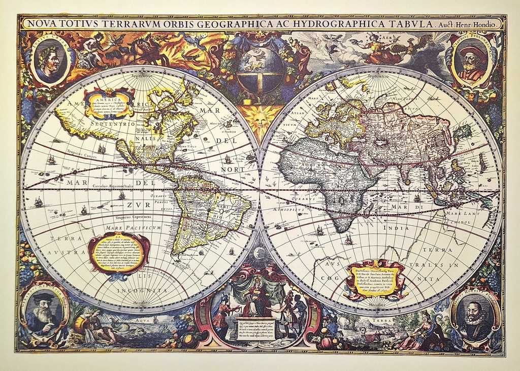 Mapa Świata 1630r. - Reprint J. Hondius z możliwością personalizacji grawerem