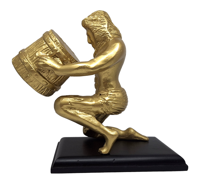 Złota figurka dekoracyjna Wodnik AQU2 z możliwością personalizacji grawerem, idealny prezent na każdą okazję, wysokość 18 cm, elegancki design z aluminium
