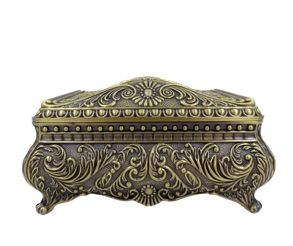 Elegant decorative metal jewelry box with engraving