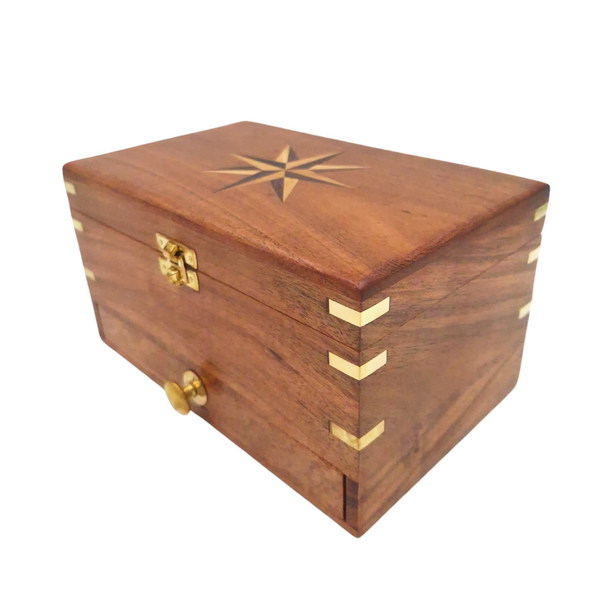 Elegant Wooden Jewelry Box with Mirror and Personalized Engraving