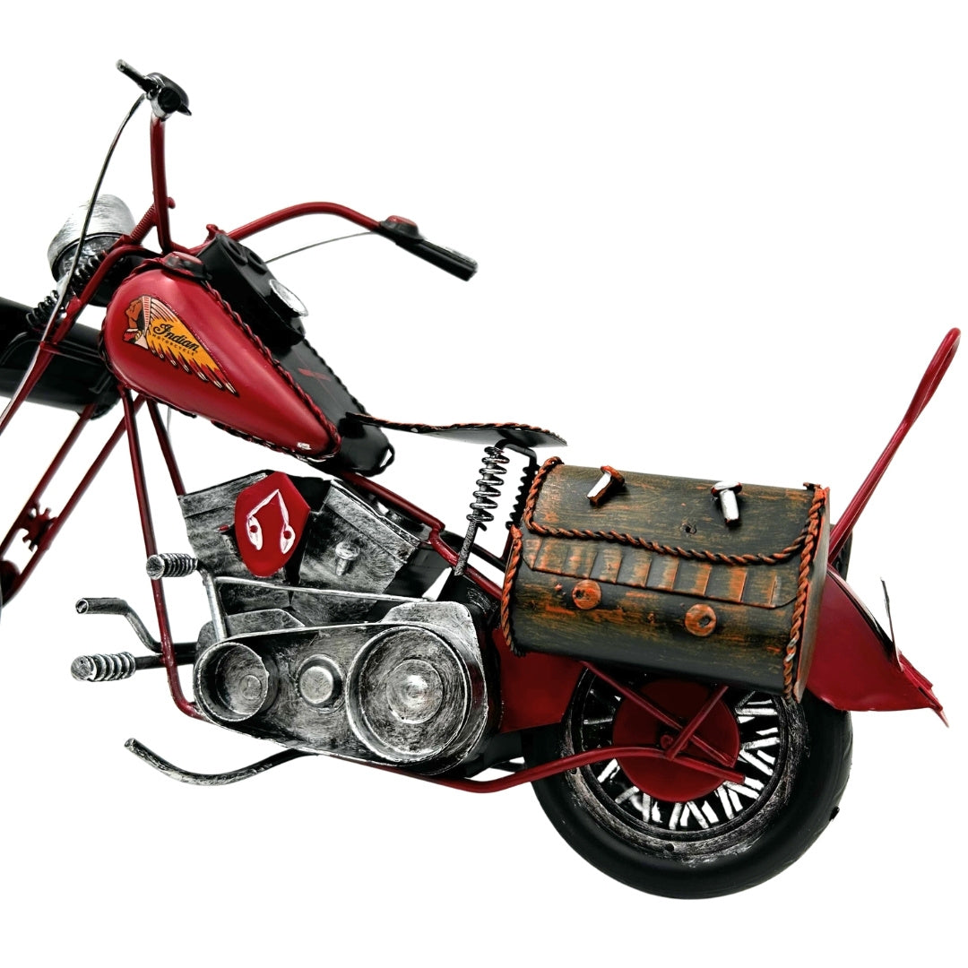 Duży Metalowy Model Klasyczny Motocykl Chopper w Kolorze Czerwonym z Możliwością Personalizacji Grawerem