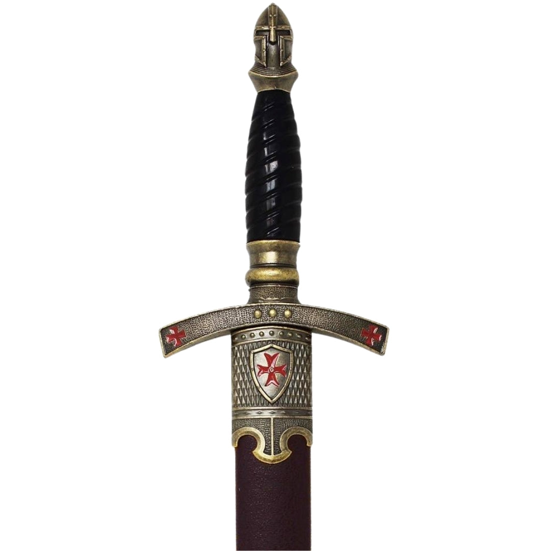 Sztylet Templariuszy w Pochwie Dekoracyjny z Grawerem – Replika ze Stali Szlachetnej, 40 cm