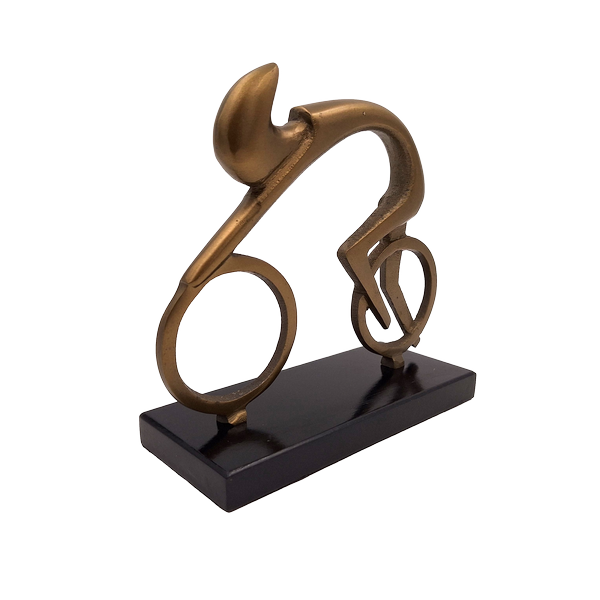 Figurka Kolarza Kolarz VB26/9 z Grawerem - Elegancki Prezent dla Rowerzysty, Wysokość 18 cm, Mosiężna i Czarna, Minimalistyczna Dekoracja do Wnętrz