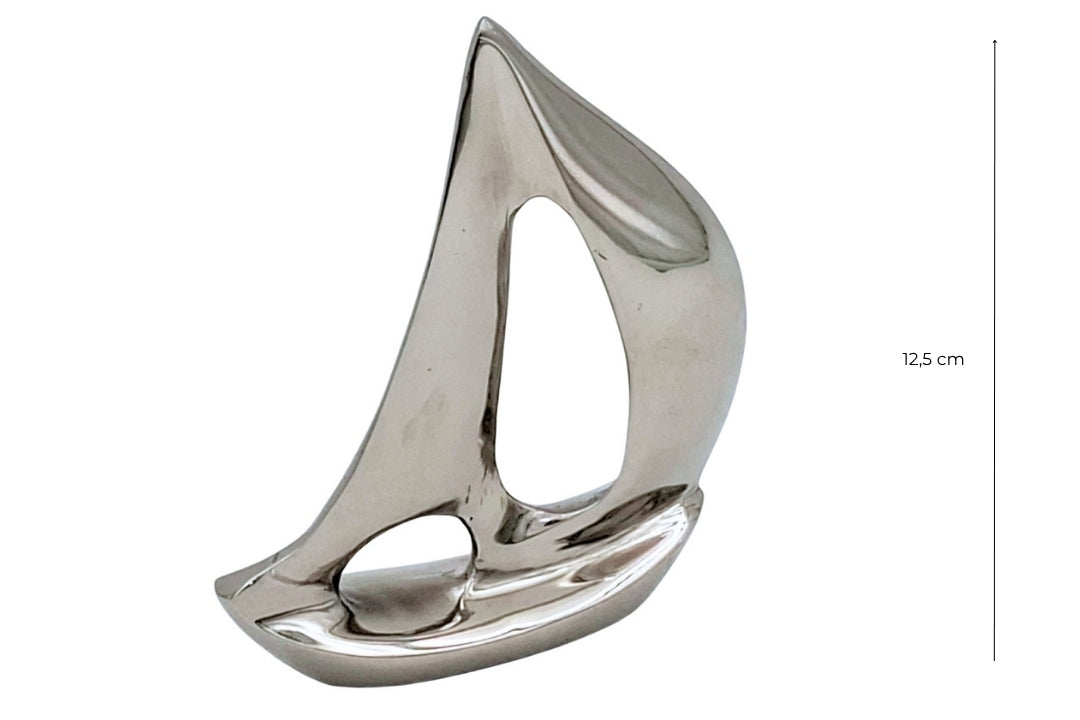 Elegancki Srebrny Jacht Aluminiowy 12,5 cm z Możliwością Graweru