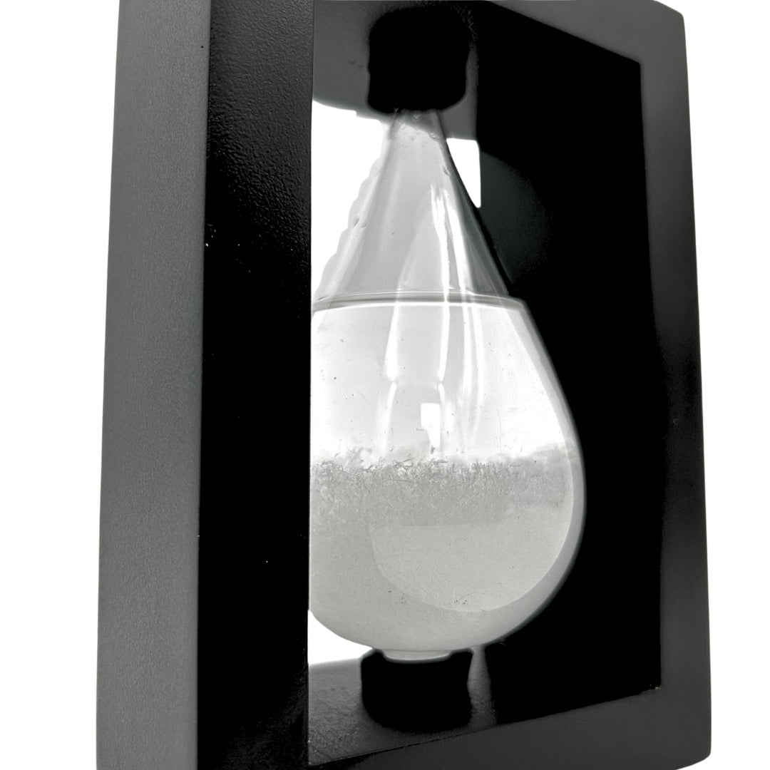 Barometr Burzowy Fitzroya w Oprawie Drewnianej - Kropla Storm Glass z Możliwością Personalizacji Grawerem - Idealny Prezent na Każdą Okazję - Elegancka Stacja Pogody w Nowoczesnym Stylu z Kryształami Reagującymi na Zmiany Pogody