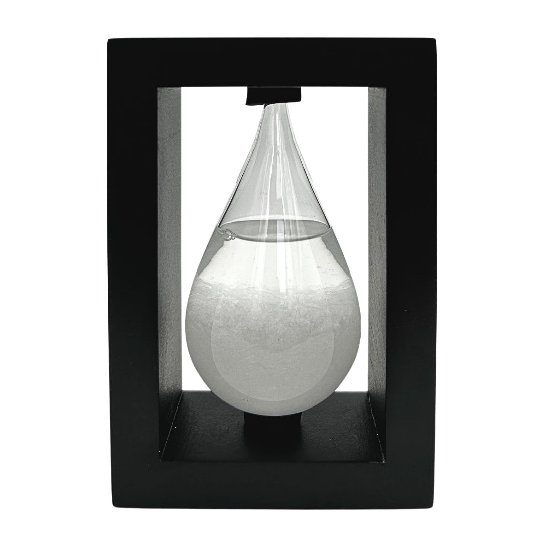 Barometr Burzowy Fitzroya w Oprawie Drewnianej - Kropla Storm Glass z Możliwością Personalizacji Grawerem - Idealny Prezent na Każdą Okazję - Elegancka Stacja Pogody w Nowoczesnym Stylu z Kryształami Reagującymi na Zmiany Pogody