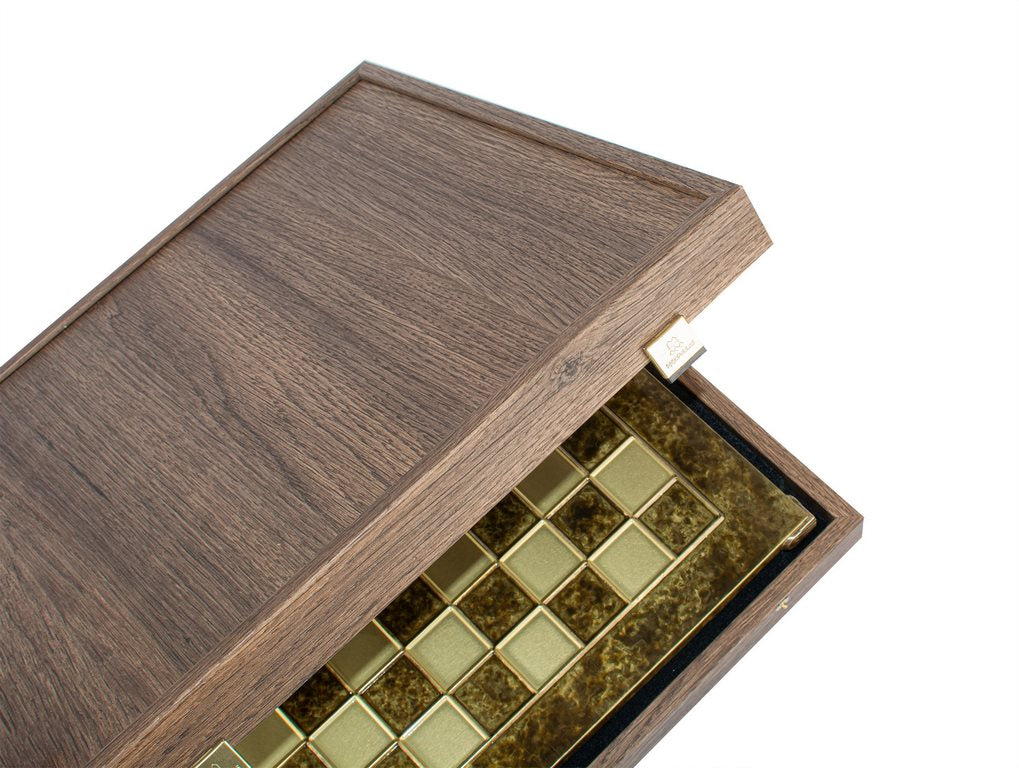 Exkluzivní kovové šachy Renesance S9BRGS 36x36 cm zlatostříbrné s možností personalizace gravírováním