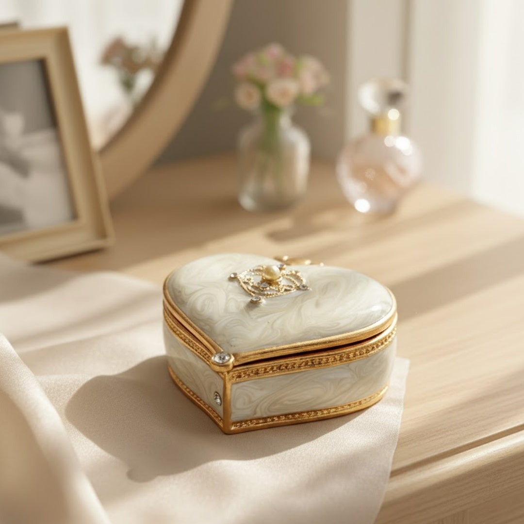 Heart-Shaped Jewelry Box with Crystals