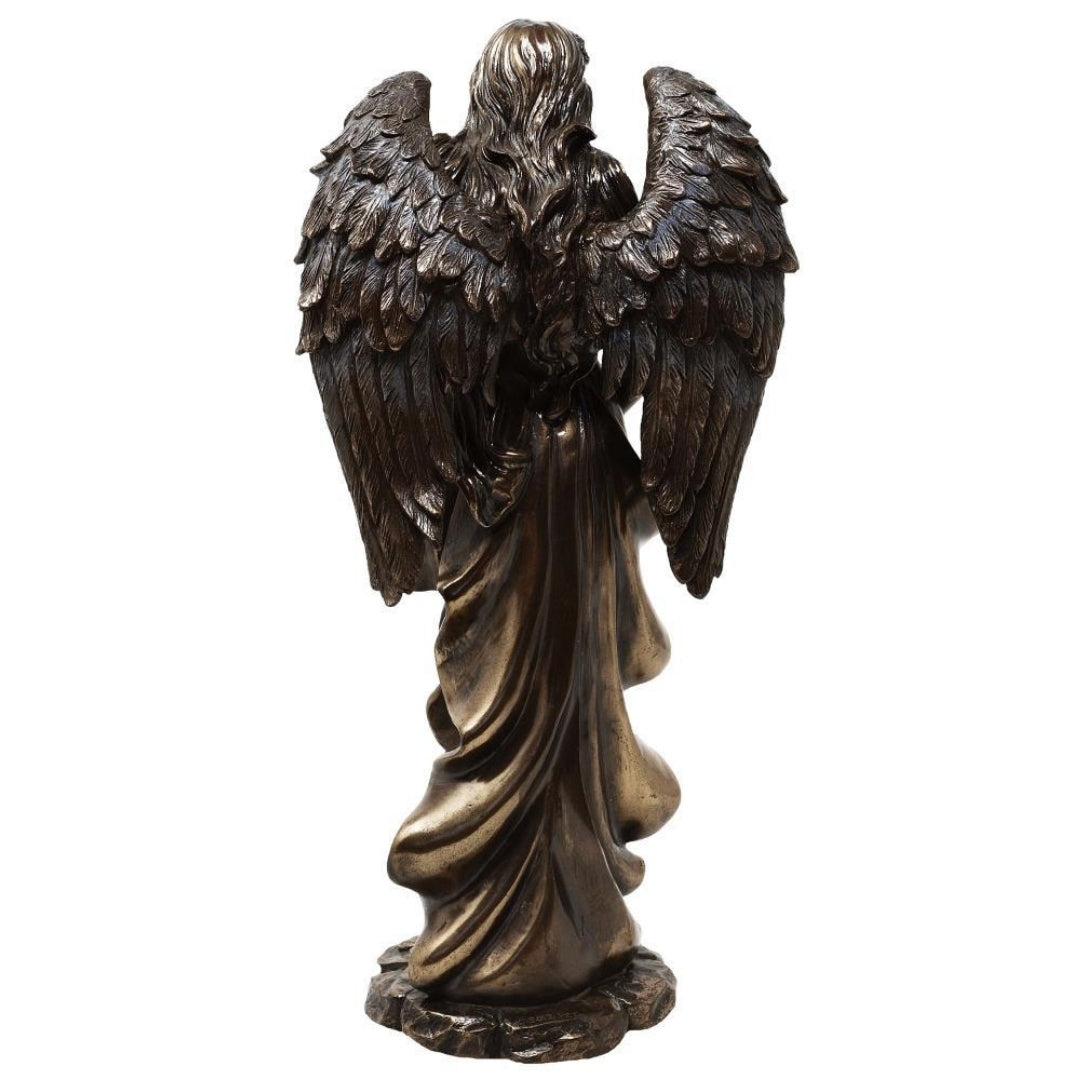 Figurka Fortuna Bogini Szczęścia i Bogactwa 29cm z Rogiem Obfitości - Personalizowany Grawer na Prezent, Elegancka Dekoracja z Konglomeratu Żywic w Odcieniach Brązu i Miedzi