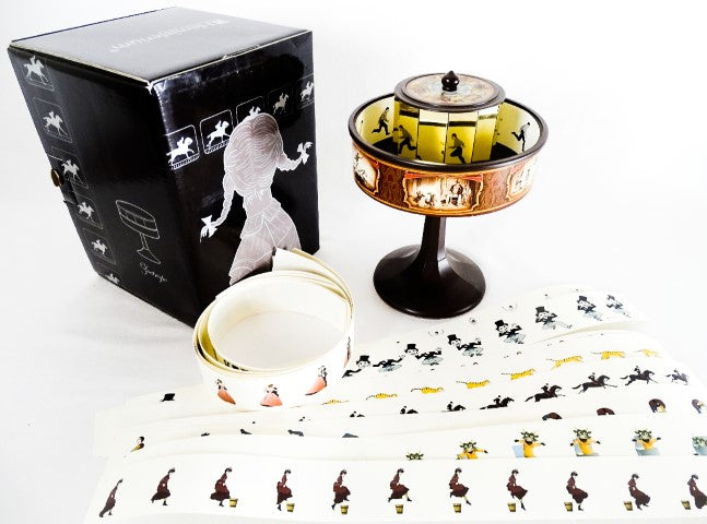 Praxinoscop cinematograf miniatural din secolul al XIX-lea, cu personalizare prin gravură