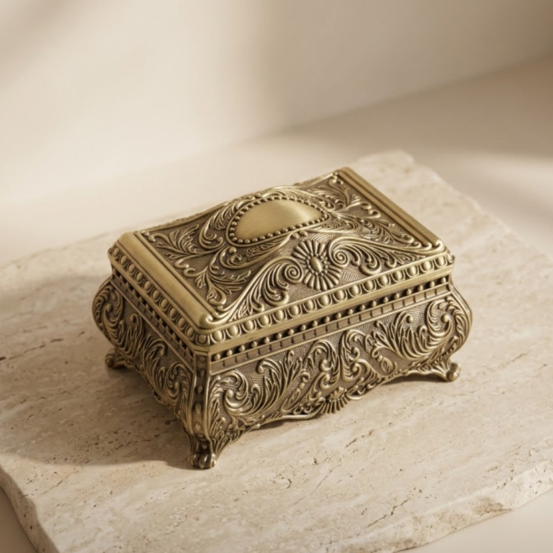 Gold Metal Jewelry Box 21-20L with Personalized Engraving Option