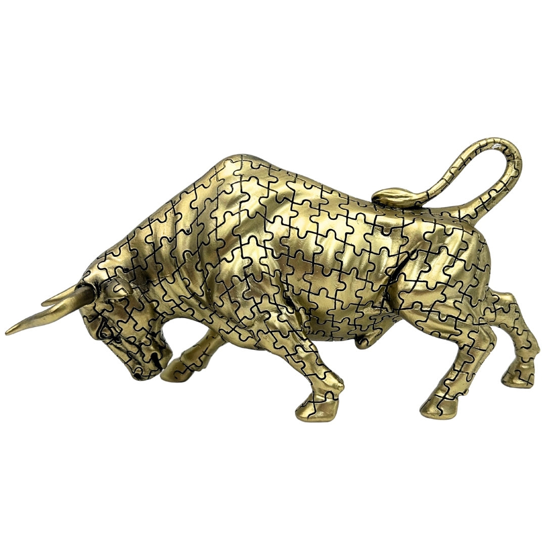 Figurină decorativă taur auriu, cu posibilitate de gravare - Simbol elegant al forței și bogăției, 33,3 cm, polirășină