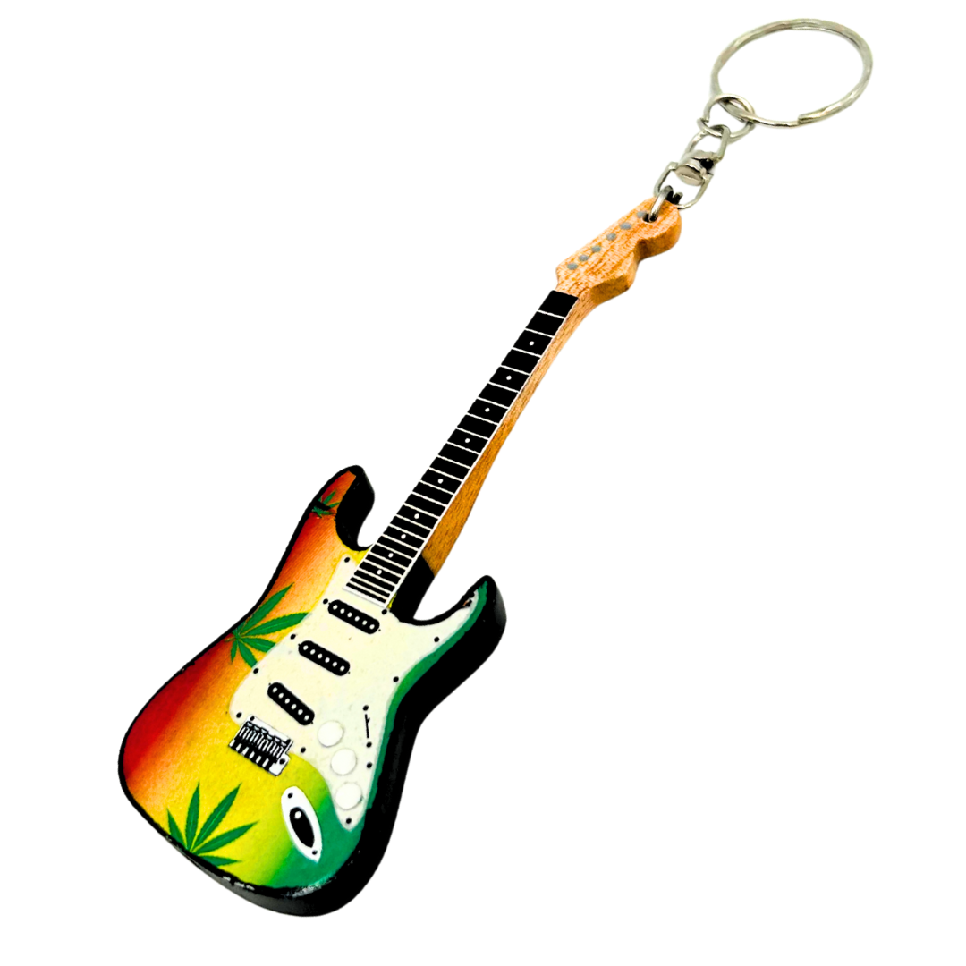 Breloczek Gitara Bob Marley Reggae z Mahoniu z Możliwością Personalizacji Grawerem