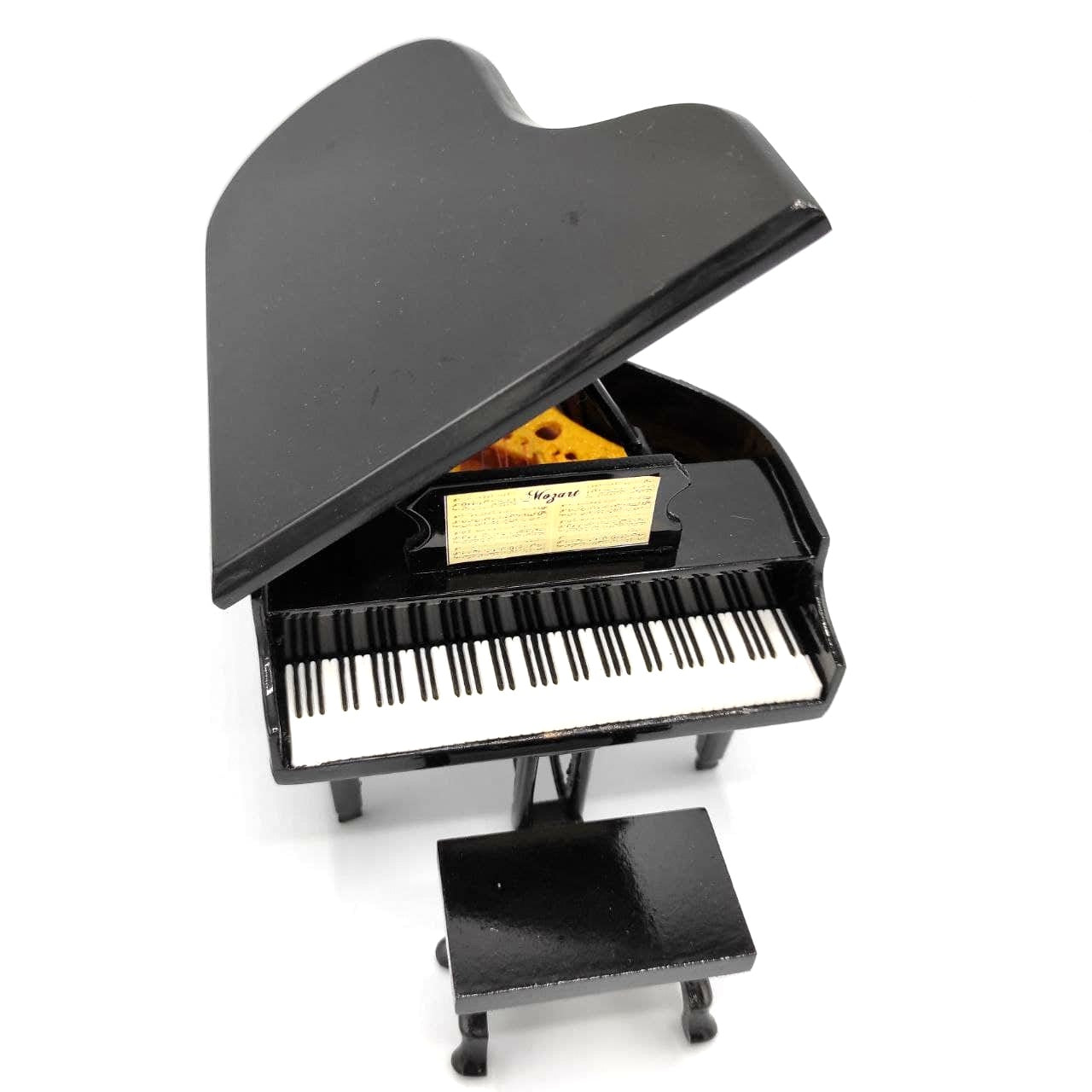 Mini fortepian z możliwością personalizacji grawerem, czarny, ręcznie wykonany z balsy, skala 1:10, idealny na prezent dla pianistów i miłośników muzyki, wysokość 8 cm