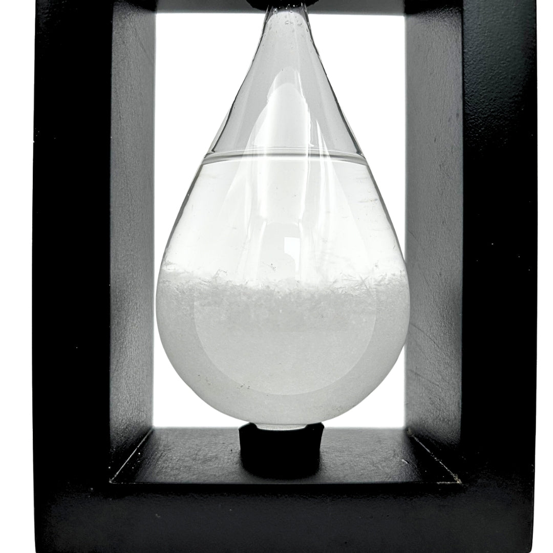 Barometr Burzowy Fitzroya w Oprawie Drewnianej - Kropla Storm Glass z Możliwością Personalizacji Grawerem - Idealny Prezent na Każdą Okazję - Elegancka Stacja Pogody w Nowoczesnym Stylu z Kryształami Reagującymi na Zmiany Pogody