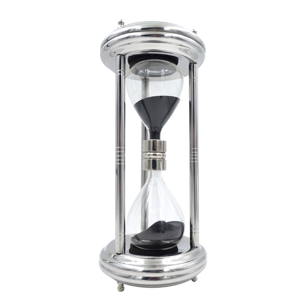 Large Silver Hourglass 10 min with Engraving Option