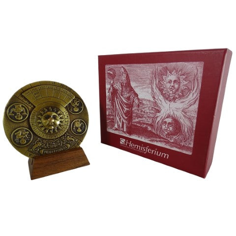 Calendar perpetuu renascentist cu gravură - cadou personalizat pentru anii 1600-2799, decor elegant pentru birou, diametru 9 cm, stil renascentist
